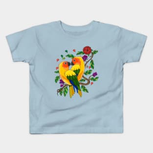 Perched parrot valentine hand drawn Kids T-Shirt